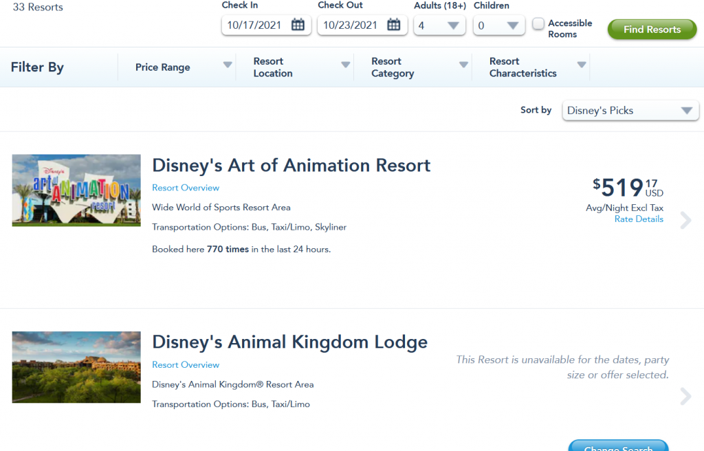 visiting Disney right now - availability